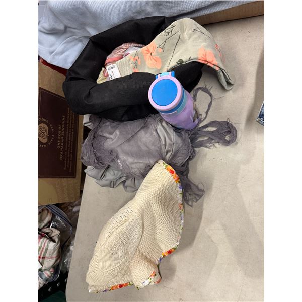 Sock, hat and water bottle