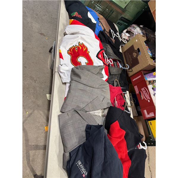 Lot of assorted clothing, and jersey