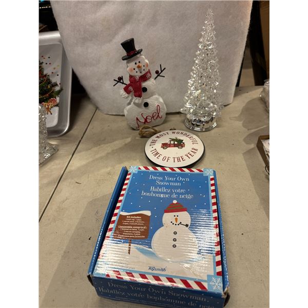 Christmas decor, snowman Christmas tree, the most wonderful time of the year and dress your own snow