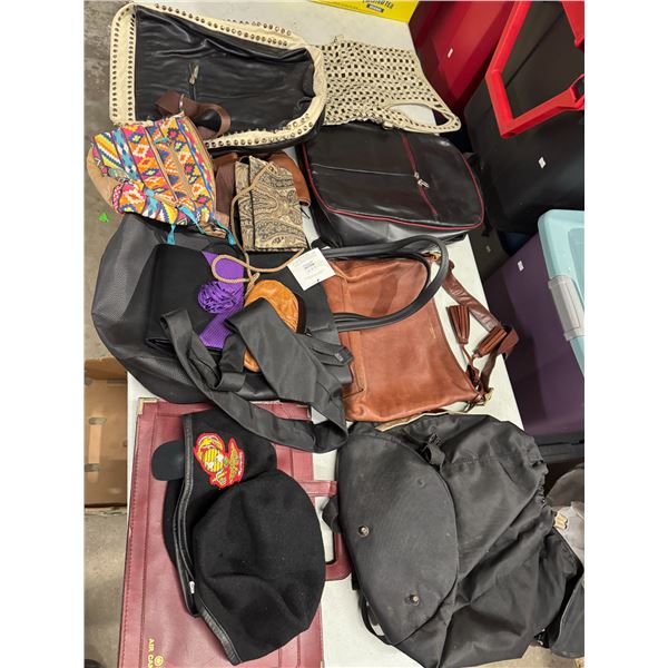Assorted bags and hats