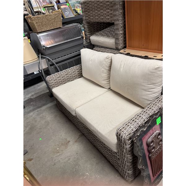 Patio loveseat with umbrella cushions