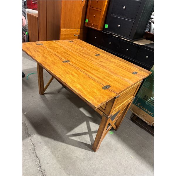 Wood cabinet with fold out top measures 46" x 18" x 31" closed