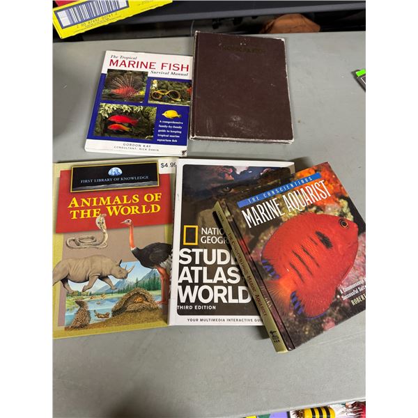 Animals of the world, marine fish, and other books