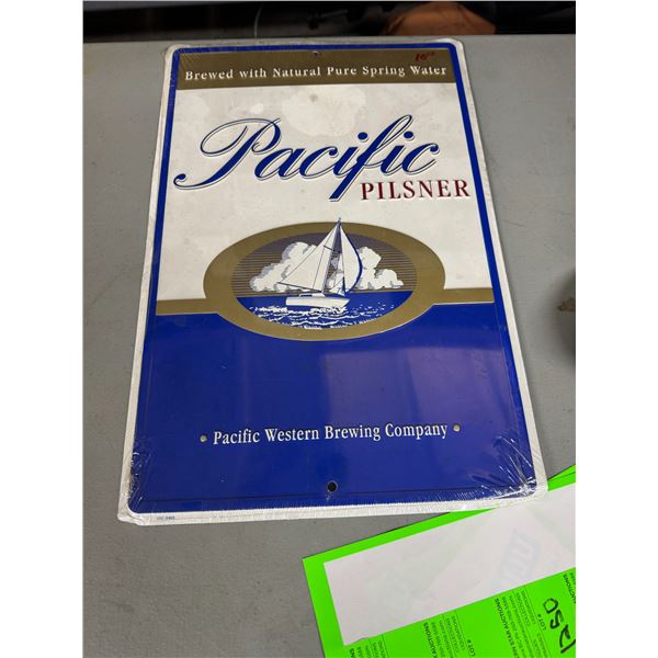 Pacific Pilsner sign tin