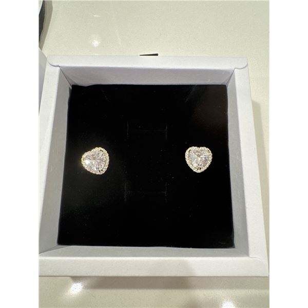 New 14K Gold plated 4CT heart cut lab created white sapphire earrings