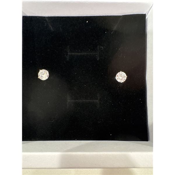 New platinum plated 1CT each lab created white sapphire stud earrings
