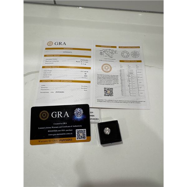 New 3CT Mozzonite lab diamond round Brilliant cut GH VVS 1 tests positive with a diamond tester