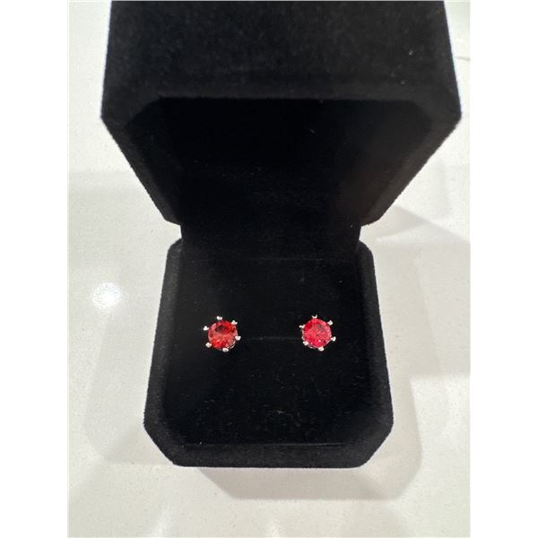 New Sterling Silver 1CG Lab created padparascha stud earrings mounted in 925 Sterling Silver