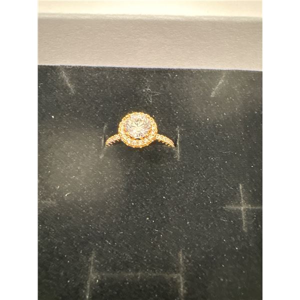 New 18K gold plated 1CT lab created white sapphire Halo Channel ring size 7
