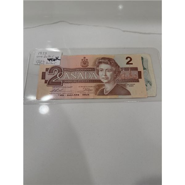 1973 $1 bill 1986 $2 bill