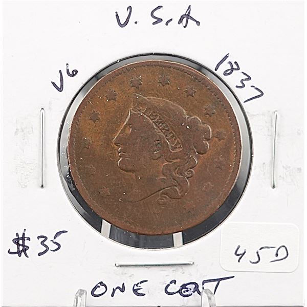 1837 Coronet Hair Large Cent