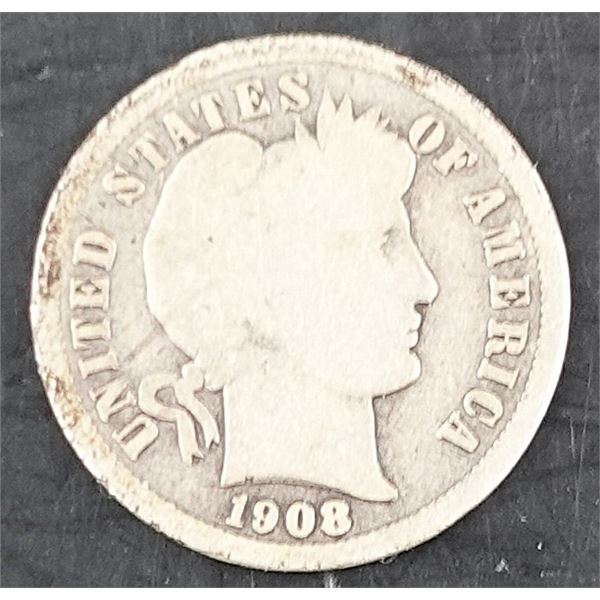 1908, 1908-S and 1908-D Barber Dimes