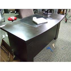 Brazilian Walnut Bow Front Inlay Executive Desk