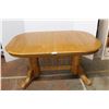 Image 1 : *Oak Veneer Kitchen Table, Solid Oak Base, w/Leaves & Chairs, Some Wear - 61'' x 42'' w/ (2) 18'' Wi