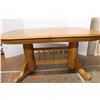 Image 2 : *Oak Veneer Kitchen Table, Solid Oak Base, w/Leaves & Chairs, Some Wear - 61'' x 42'' w/ (2) 18'' Wi