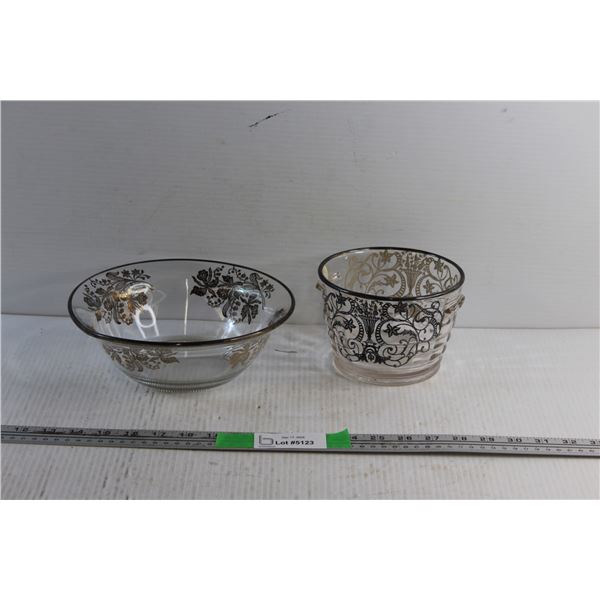 Sterling Silver Overlay Glass Bowls