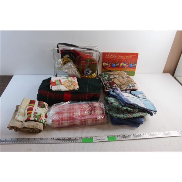 Merry Christmas Pillow, Kitchen Gloves, Christmas Cards, Towels and Misc.