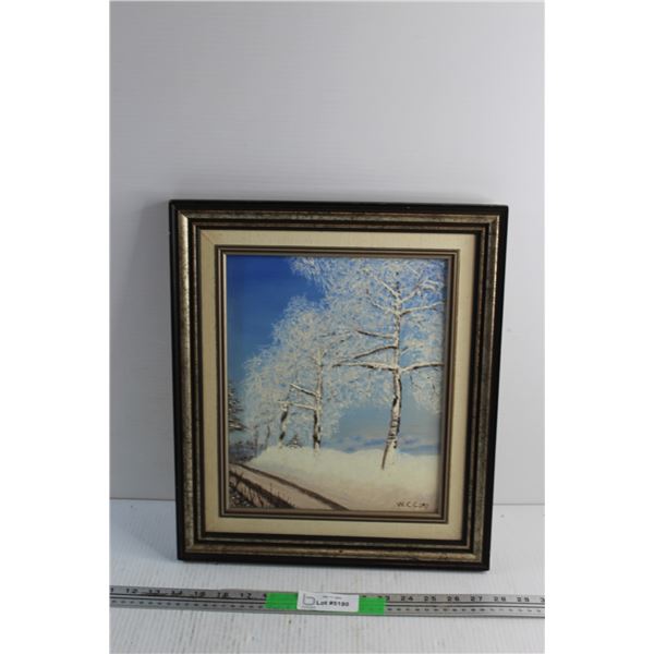 Framed Winter Forest Art Painting by W.C Cory 16'' x 14'' -from the late president of hard of hearin