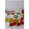 Image 4 : Lot Of Mini Toy Dishes, Charlie Brown Peanuts Trays/ Plates, Tea Sets, Toy Sunny D Bottle, Misc.