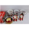 Image 4 : Lot Of Christmas Themed Cups, Santa Claus Salt And Pepper Shakers, Candy Trays, Misc.
