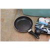 Image 6 : *Large Plastic Tote, Ceramic Plates, Kitchen Supplies - Knives, Cutlery & Measuring Cups, Bowls an