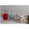 Image 3 : Pottery Jars, Glass Liquor Decanters and Ceramic Tea Pot