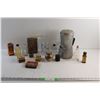 Image 1 : Vintage Coffee Pot, Glass Bottles, Lock, Ironized Yeast Pills and Misc.
