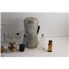 Image 2 : Vintage Coffee Pot, Glass Bottles, Lock, Ironized Yeast Pills and Misc.
