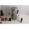 Image 5 : Vintage Coffee Pot, Glass Bottles, Lock, Ironized Yeast Pills and Misc.