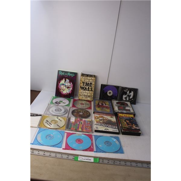 (8) CDs- Johnny Cash, Judas Priest, Ozzy Osbourne, Misc., (4) Movies/TV Shows, (2) PC Games