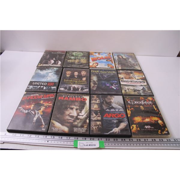 (12) DVDS: Holes, Rambo, Argo, OZZFest, Solstice, Million Dollar Baby, Misc.