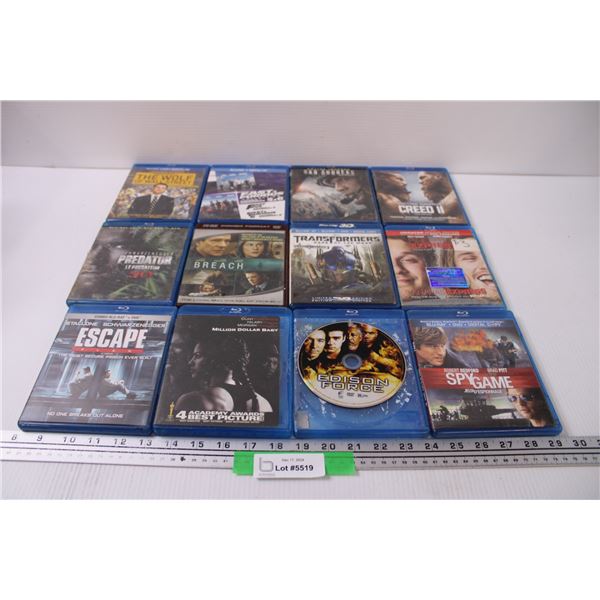 (12) Blu-Rays: Wolf on Wall Street, Transformers, Predator, Spy Game, Breach, Creed, Misc.