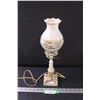 Image 1 : Vintage Table Lamp w/ Milk Glass Shade - 16" Tall - Works