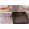 Image 2 : Cake Pan - 8" x 8", Napkins, Plastic Champagne Glasses, Canning Jars, Water Bottle