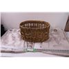 Image 1 : Grass Rope Basket - 17" 13" x 8" & (2) Curtains - 84" - Some Wear