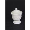 Image 3 : (3) Milk Glass Items - Candy Dish, Cruet w/ Stopper, Anchor Hocking Trinket Dish w/ Lid