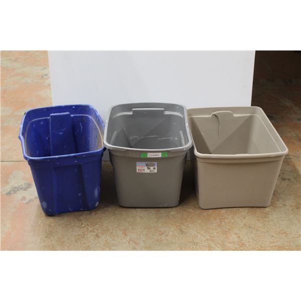 * Blue Tote, (2) Gray Totes
