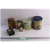 Image 1 : (5) Storage Tins and Vintage Medicine Bottle