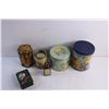 Image 4 : (5) Storage Tins and Vintage Medicine Bottle