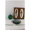 Image 1 : (2) Knight Wall Decor, Vancouver Plate, Blue/Green Acorn Oak Candy Dish