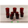Image 1 : (9) Ruby Glass Wine Glasses