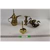 Image 1 : Brass Teapot, (2) Brass Swan Dishes,