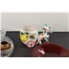 Image 2 : Glass Platter, Donkey Candle Holder, Red Glass Tray,