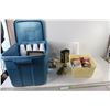 Image 1 : Seal Rings and Jar Lids, Foam Cups, Assorted Kitchen ware in Blue Tote