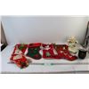 Image 1 : Snowman Decoration, Dish, (4) Stockings, Christmas Cup