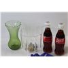 Image 2 : Plastic Straws, Vase, (2) 1994 Coke Bottles, Coaster Set, Misc.