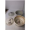 Image 2 : (3) Ceramic Dishes- Plate, Pots
