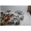 Image 6 : Christmas Napkin Rings, Bowls, Gravy Boat, Salt & Pepper Shakers, Cups and Table Cloths