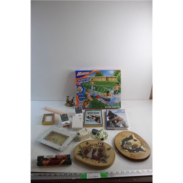 Wall Decor, Candle, Brass Wall Decor, Photo Frames, Books, Gift Wraps and Jump Slide