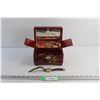 Image 1 : Wooden Jewelry Box, Jewelry and Quartz Watch